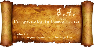 Benyovszky Artemíszia névjegykártya